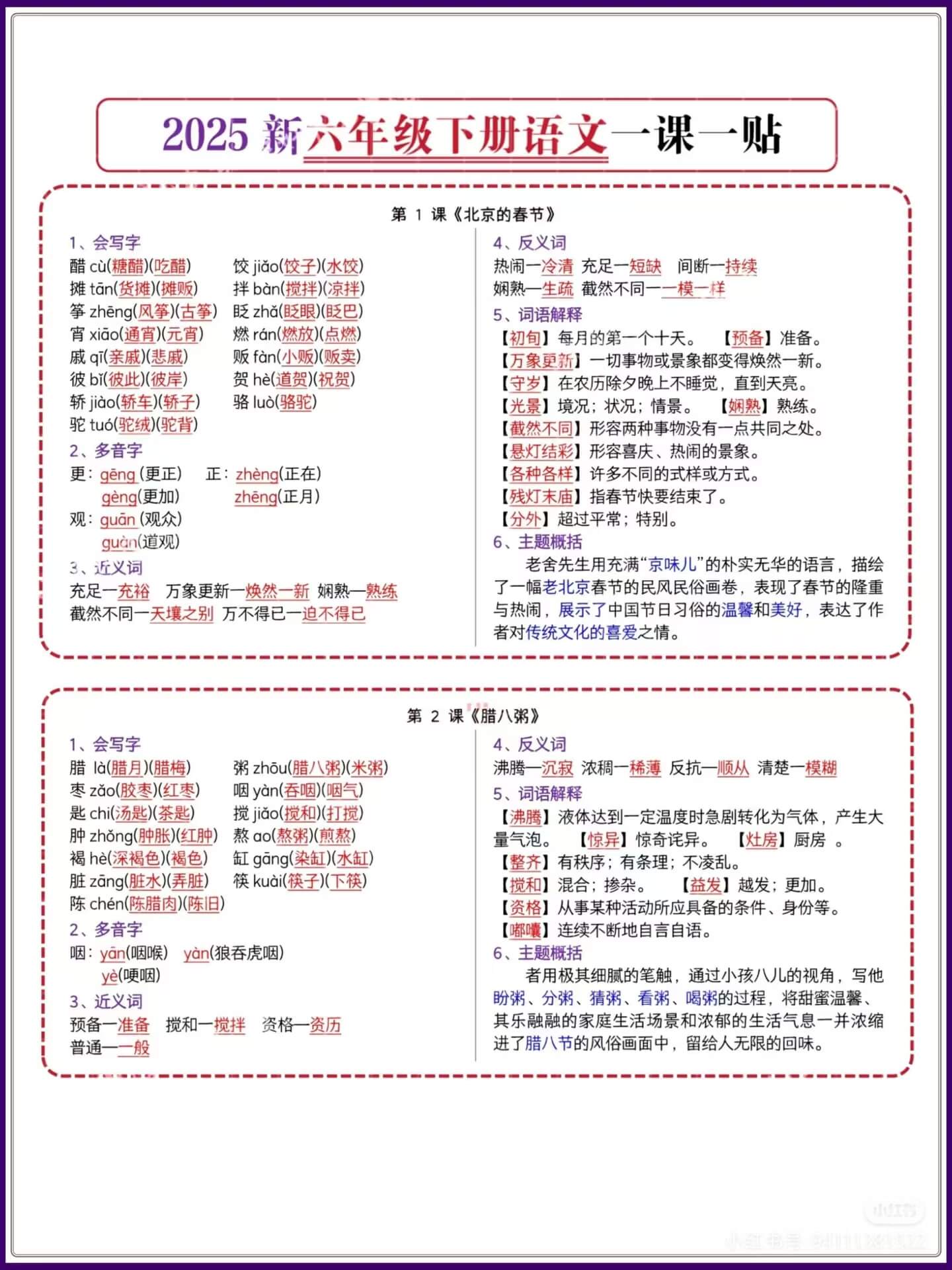 25新六年级下册语文《一课一贴》燃梦学堂-中小学电子版资料下载：课件/试卷/教案/知识点全覆盖燃梦学堂